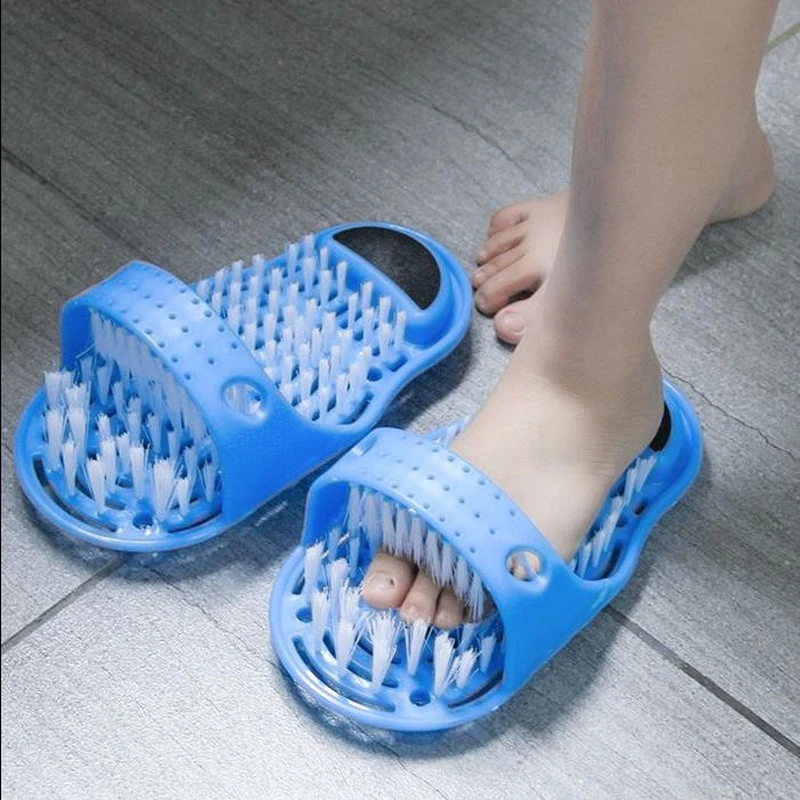 Household Bathroom  Foot Cleaning Brush Slipper  Plastic Remove Dead Skin Massage Slipper Foot Scrubber Bath Shoe with Brush