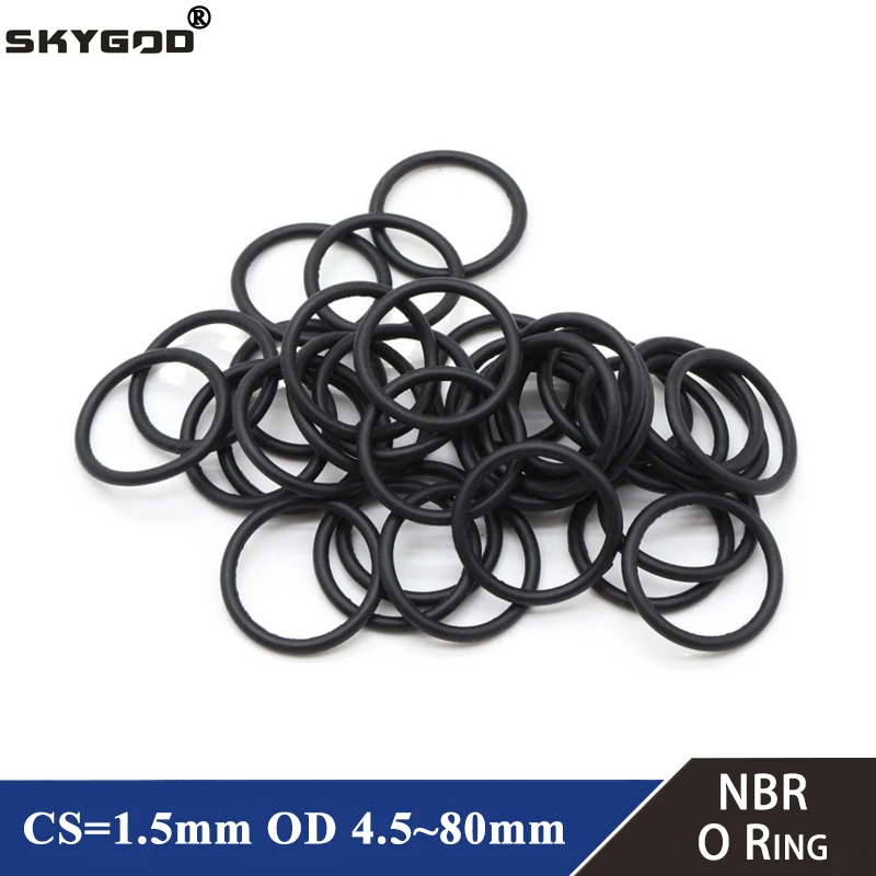 10pcs Black O Ring Gasket CS 1.5mm  OD 5mm ~ 80mm NBR Automobile Nitrile Rubber Round O Type Corrosion Oil Resist Sealing Washer