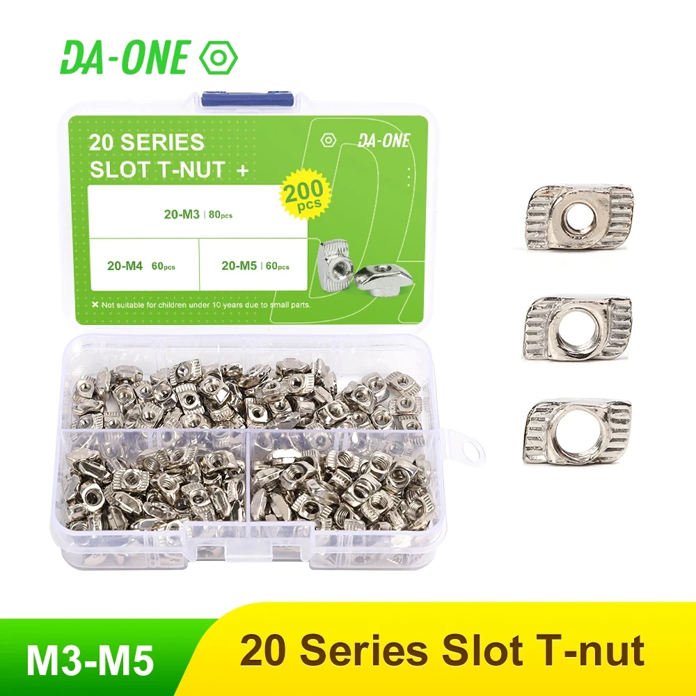 65/150/200 Pcs T-Nut Set Hammer Head T Nut Kit M3 M4 M5 Connector Nickel Plated For 20 Series Aluminium Profile Accessories