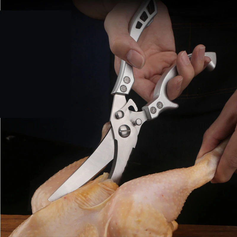 Kitchen Powerful Chicken Bone Scissors Chicken Duck Fish Cutter Shears Stainless Steel Scissors Scale Clean Cook Scissors Knife