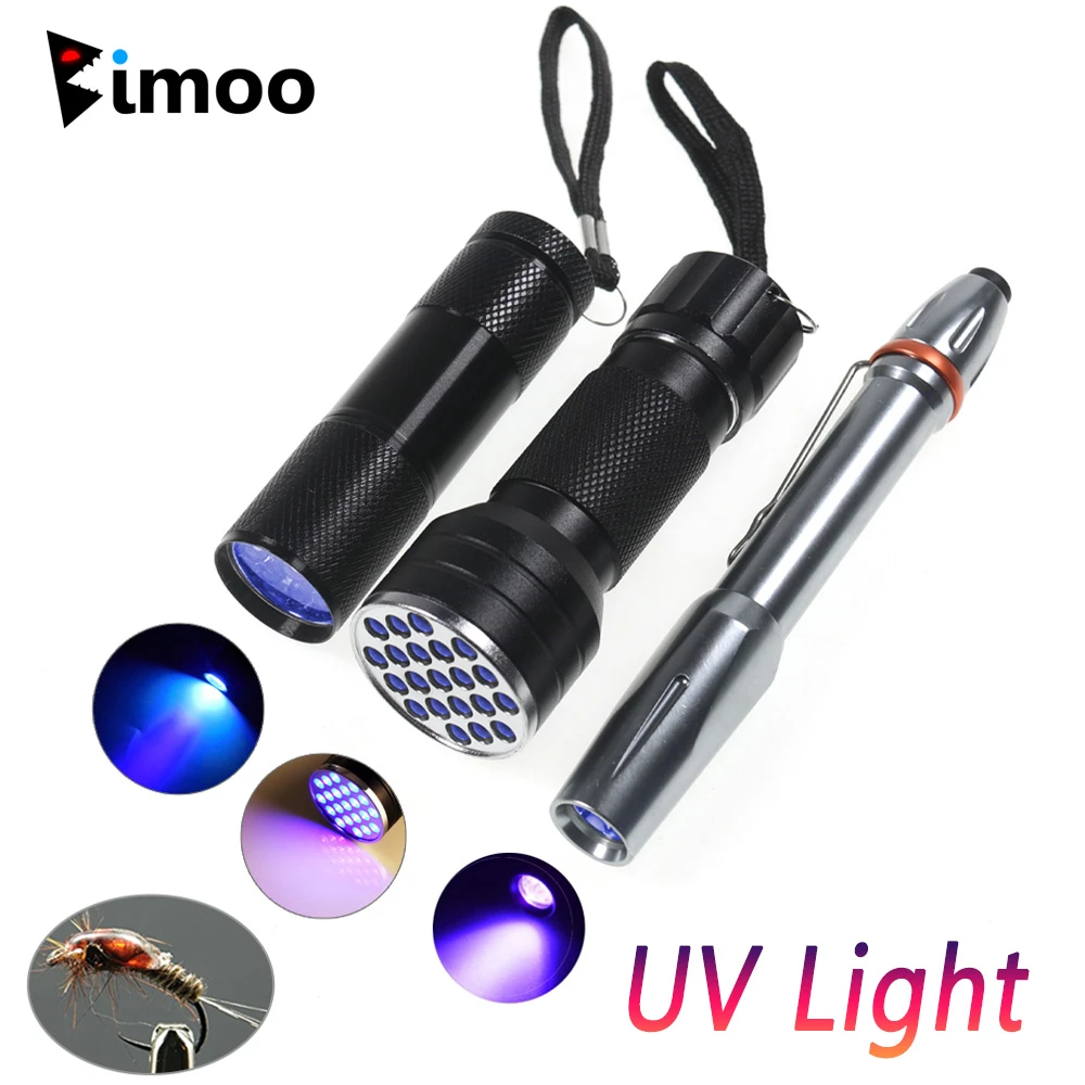Bimoo Small 9 LEDs Fly Tying UV Curing Lamp Fishing Flies Rasin UV Torch Light Mini Size Aluminum Build