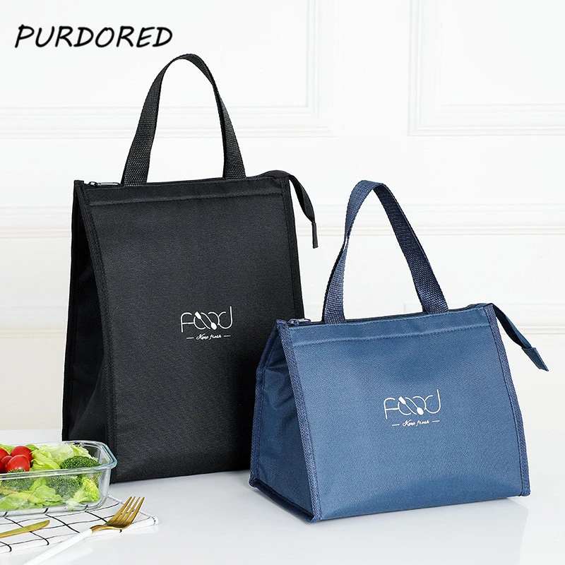 PURDORED 1 Pc  Portable Unisex  Lunch Bags Waterproof Food Picnic Lunch Box Bag Insulated Women Cooler Bags Fresh Bento Pouch