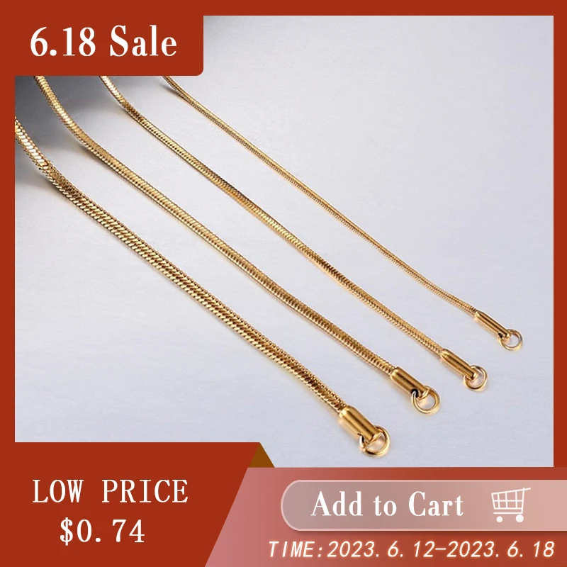 ASON Inoxidable Gold Chains 1mm 2mm 3mm Classic Style Snake Chains Necklace Twist Rope Jewelry Women Long Chains Accessories