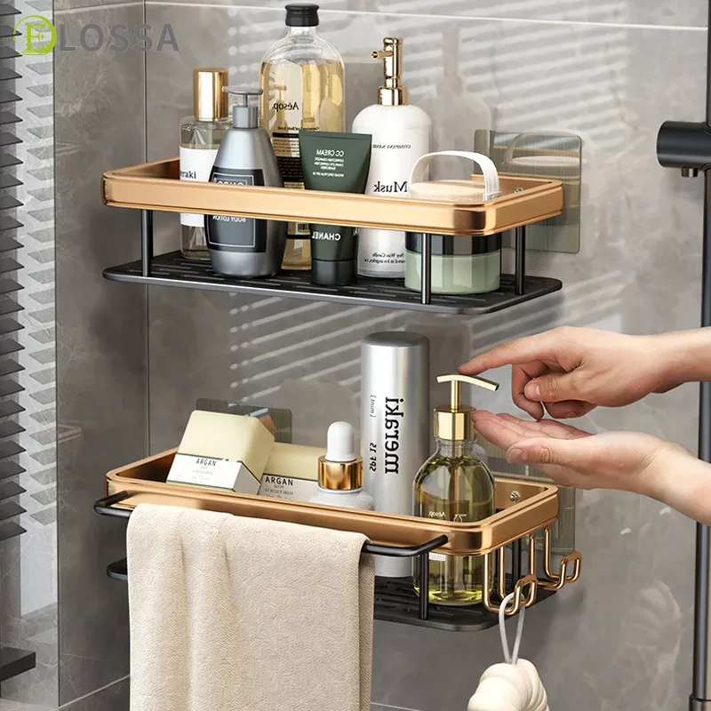 Punch-free Bathroom Shelf Shelves Shampoo Shower Storage Rack Kitchen Holder Toilet Kitchen Organizer Bathroom Accessories Set