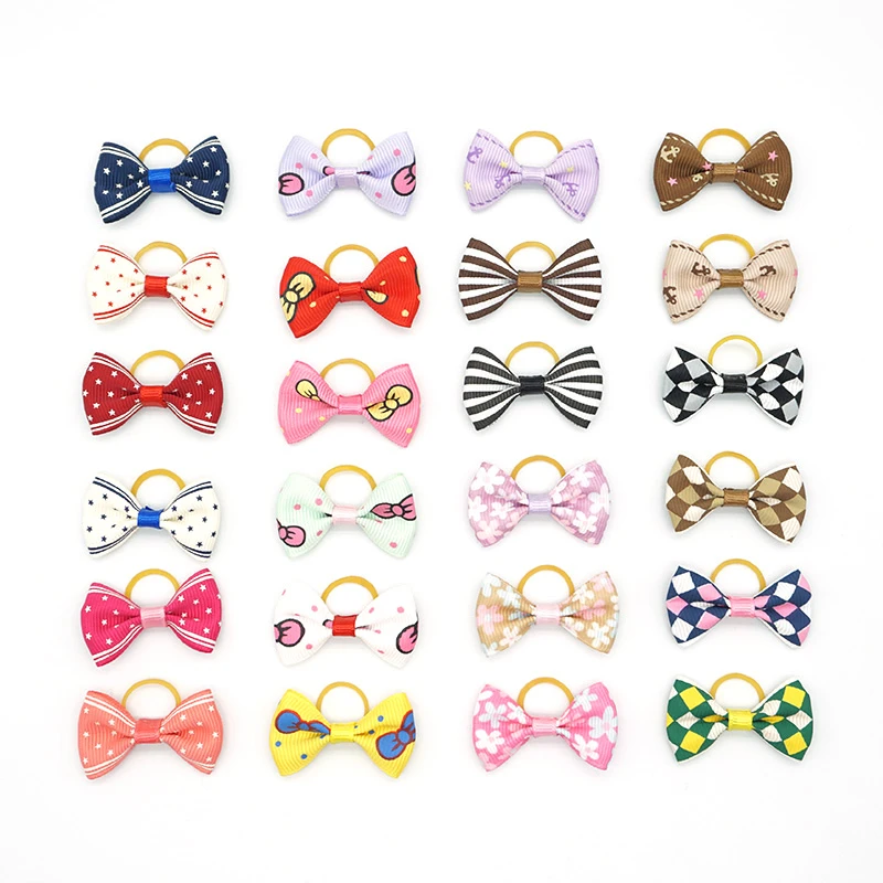 (20 pieces/lot) Cute Ribbon Dogs Cats Hair Accessories Handmade High Quality Pet Hair Bows Dog Grooming Accessories 30 Colors