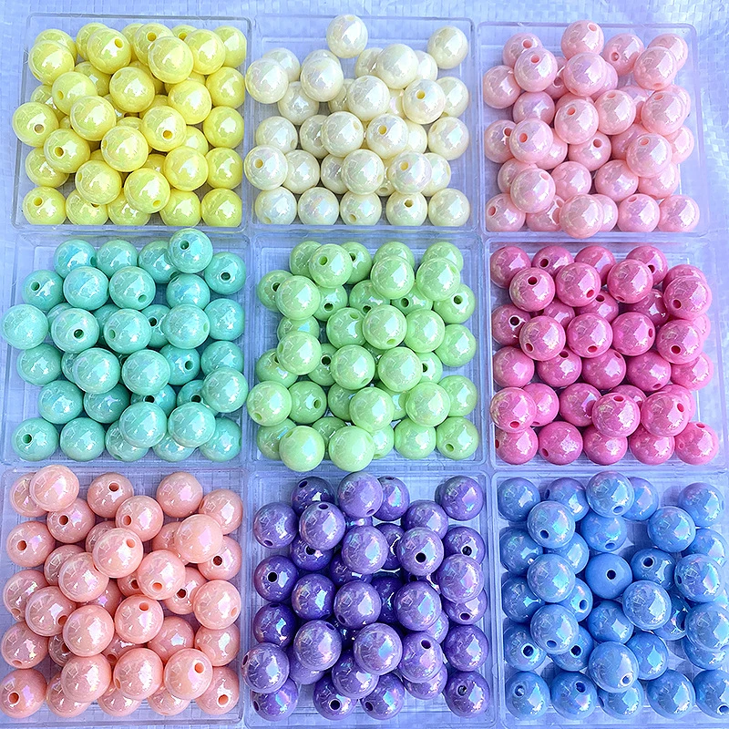 Acrylic beads for jewelry making Macaron solid color AB color beads round beads DIY bead making handmade plastic loose beads