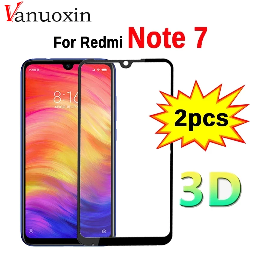 2pc 3D Glass On Redmi Note 7 Protective Tempered Safety Glass For Xiaomi Xiomi Redmi Note 7 Note7 6.3