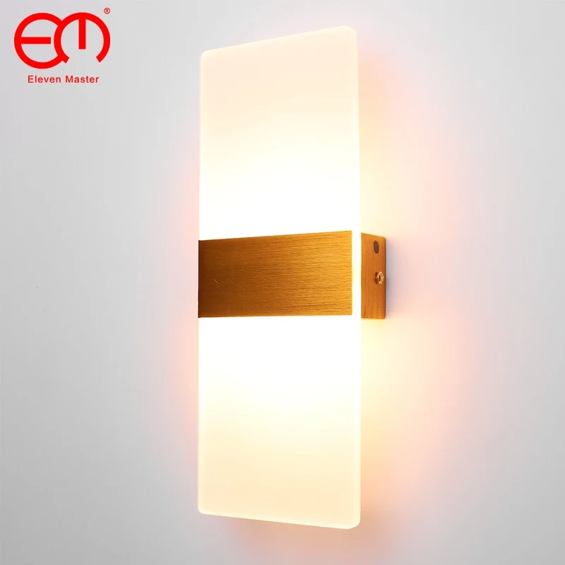 Mini 3/6/12W Led Acrylic Wall Lamp AC85-265V Long warm white Bedding Room Living Room Indoor wall lamp