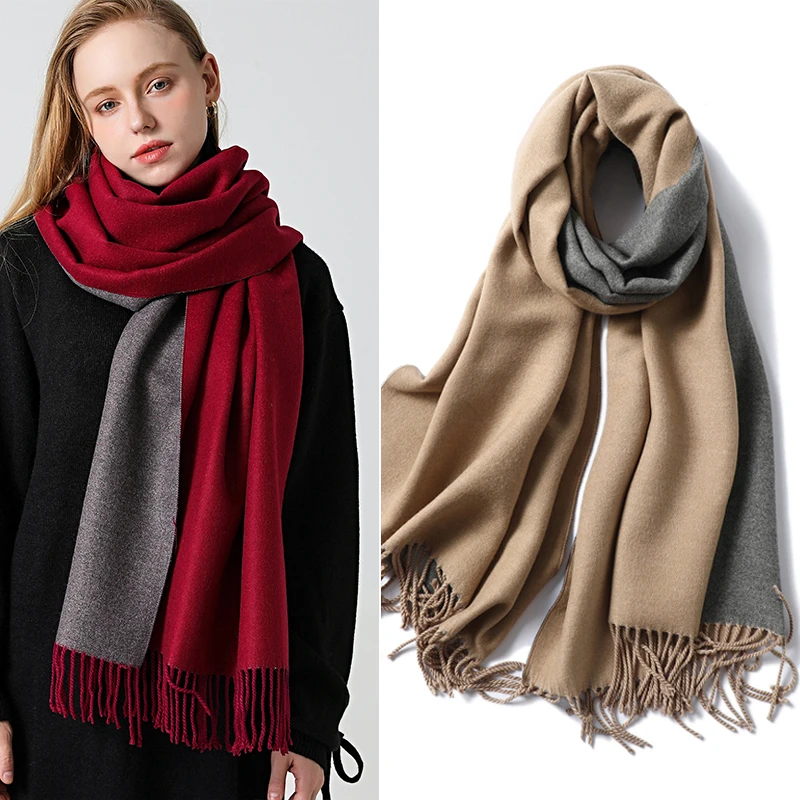 Winter Cashmere Scarf Women Thick Warm Shawls Wraps Lady Solid Scarves Fashion Tassels Pashmina Blanket quality foulard 2021 New