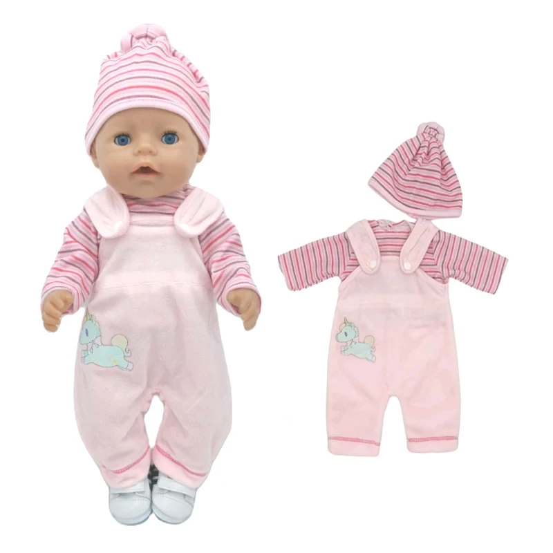 Doll Unicorn Romper Clothes for 40cm 43cm Born Baby Doll Wear Sets for 18 Inch Doll Coat Accessories Toys Wear