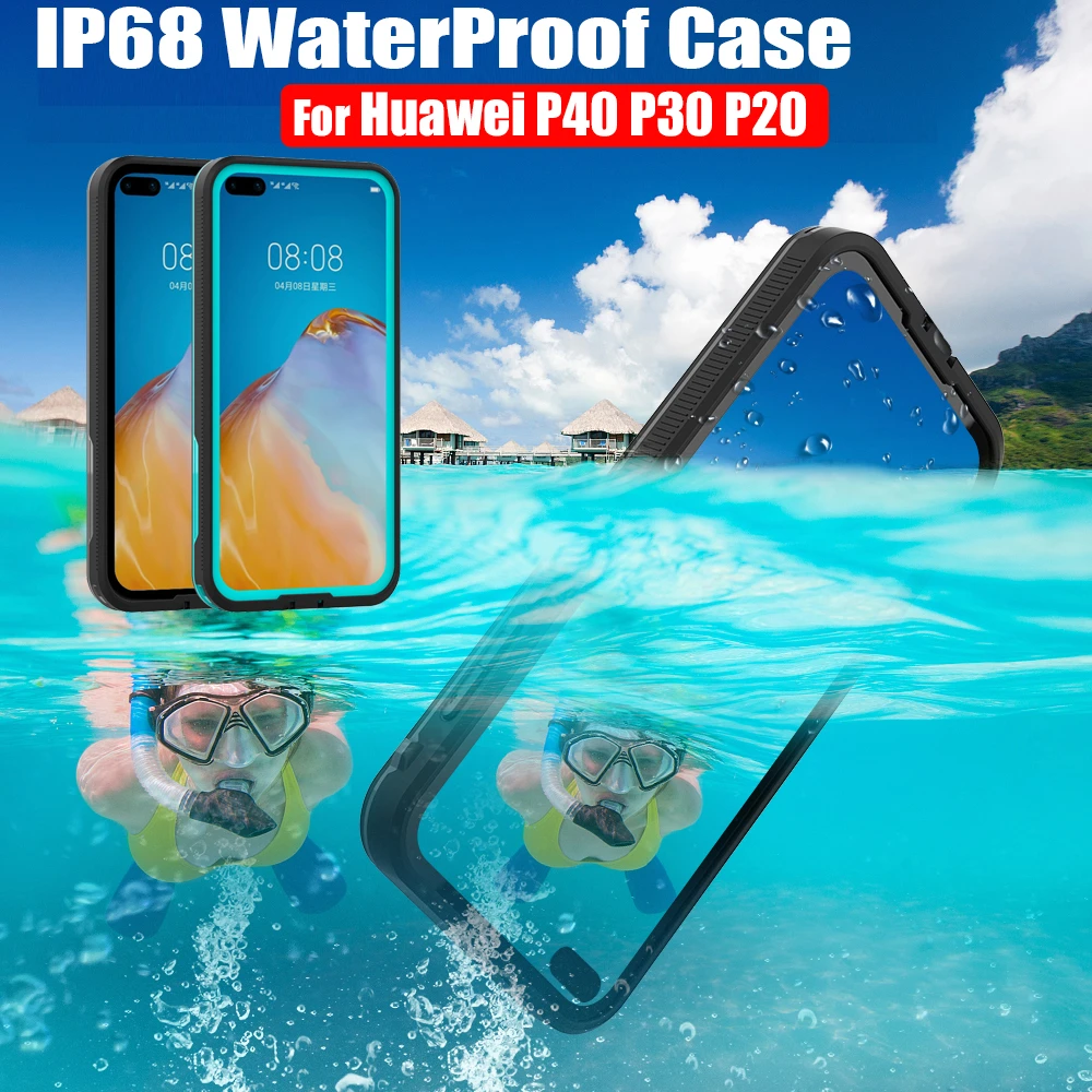 Waterproof Case For Huawei P40 P30 Pro P20 Lite Mate 30 Pro Water Proof Shell IP68 Cover Swim Diving Outdoor Sports Anti-fall