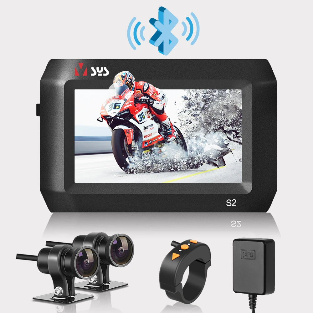 SYS VSYS M6L P6L WiFi Motorcycle DVR Dash Cam Full HD 1080P+720P Front Rear View Waterproof Motorcycle Camera Black Recorder Box