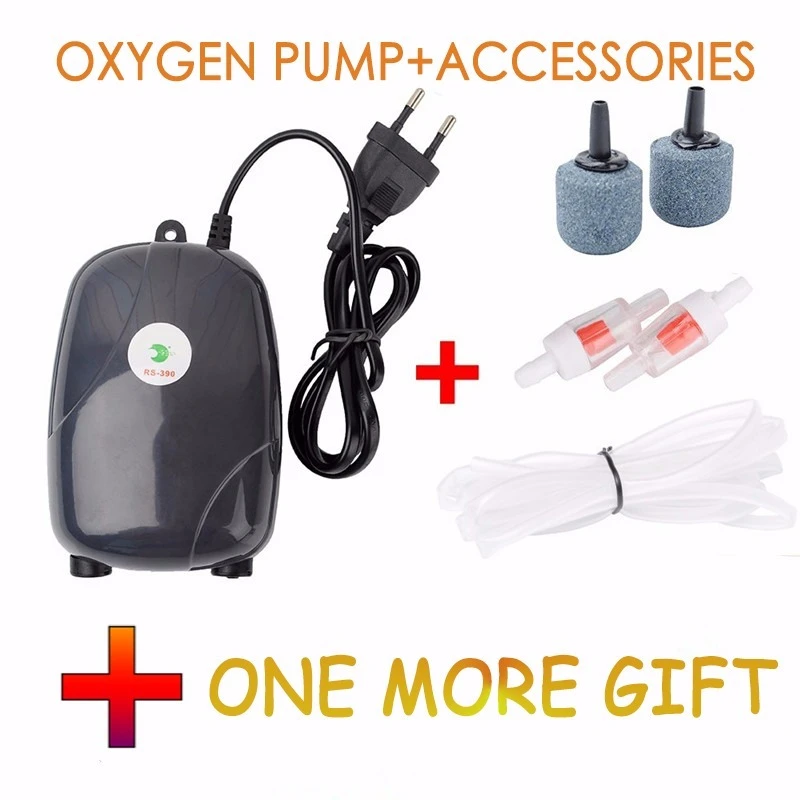 Aquarium Air Pump Fish Tank Mini Compressor Single Double Outlet with Check Valve Tube Aquatic Accessories 220V 3W 5W