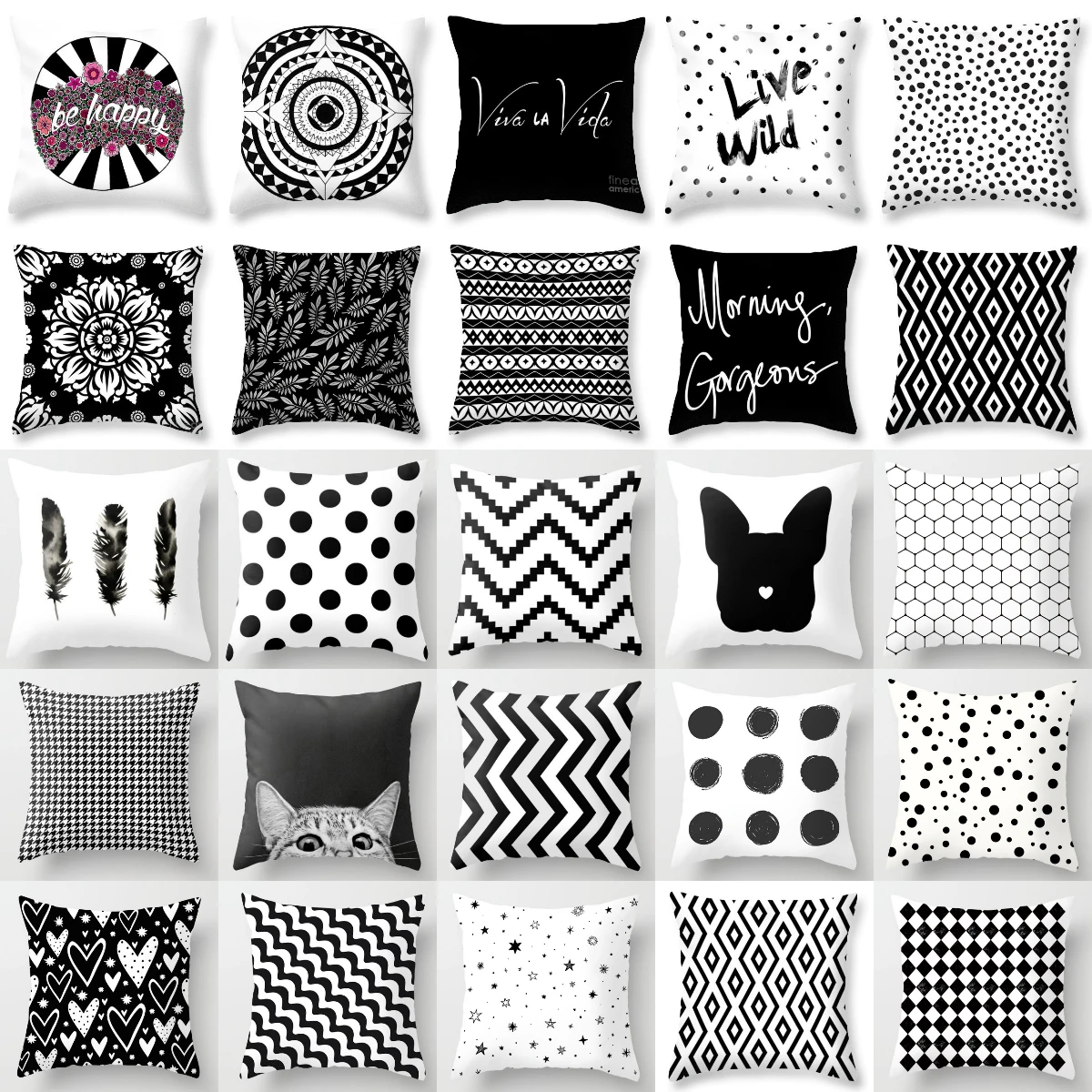 Brand New Simple Black White Geometry Cushion Case Hot Modern Nordic Decorative Pillows Case Livingroom Sofa Couch Throw Pillows