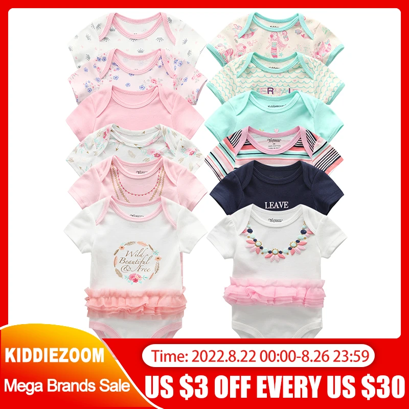 6pcs/lot Baby Bodysuit Fashion body Suits Short Sleeve Newborn Infant Jumpsuit Cartoon kids baby girl clothes