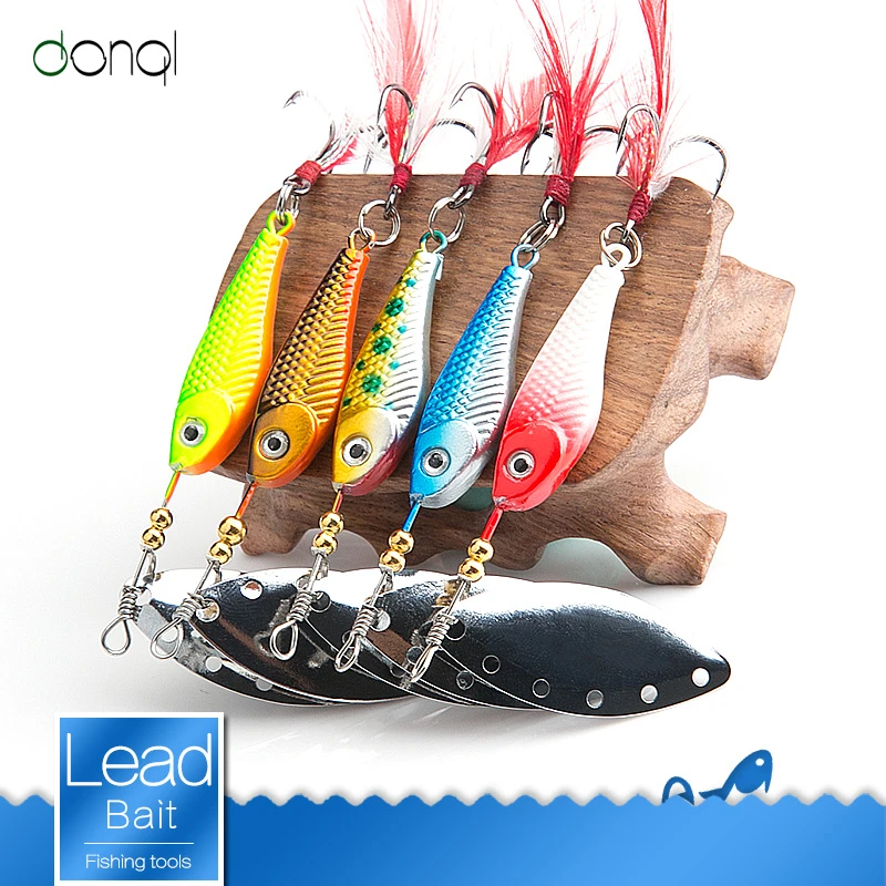 DONQL Spinner Spoon Metal Fishing Lure 13g 16g Sequins Crankbait Spoon Artificial Baits Wobbler Rotating Bait with Treble Hooks