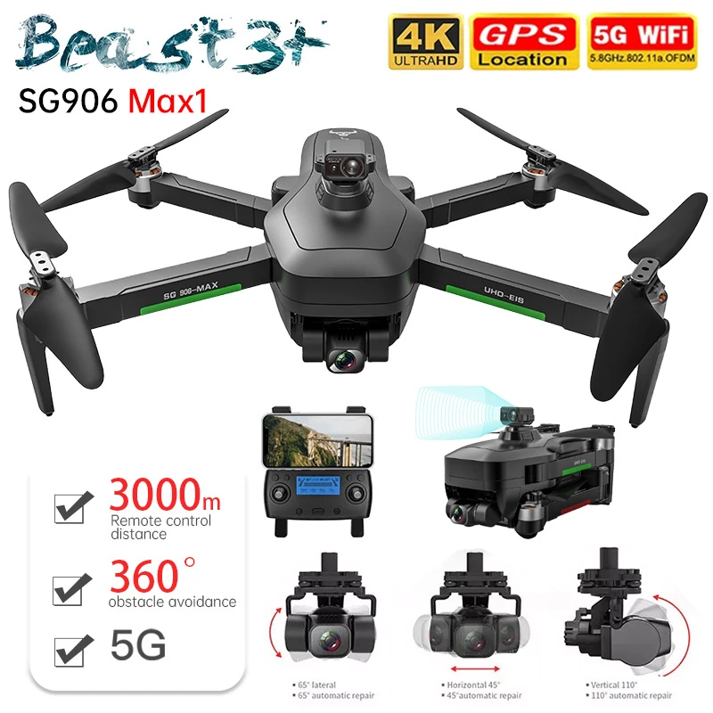 ZLL Camera Drone 4K Profesional SG906 Max with 3-Axis Gimbal 5G Wifi GPS Dron 1.2KM Brushless FPV Foldable Quadcopter SG906 Pro2
