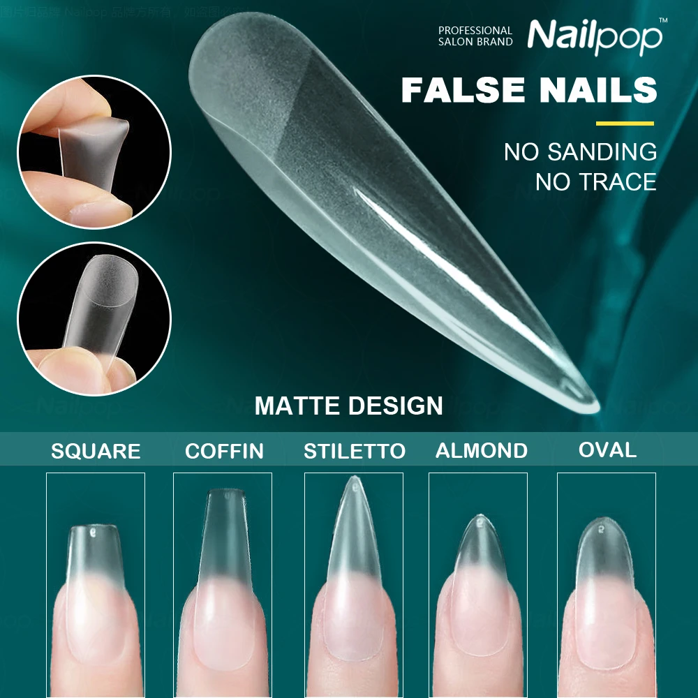 False Nails New Matte Tips Fake Nail Capsule Press on Coffin/Stiletto/Almond/Square/Oval Nail Art Practice Manicure Tool