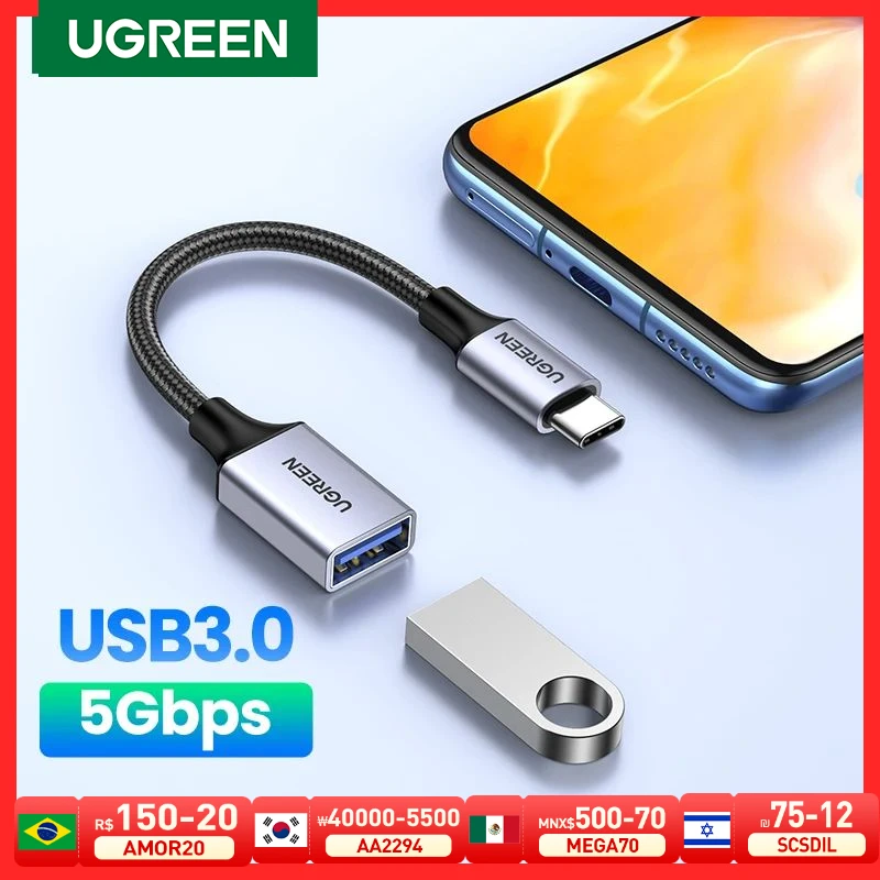 UGREEN USB C to USB 3.0 Adapter Type C OTG Cable Thunderbolt 3 to USB Female Adapter OTG Cable for MacBook Pro Xiaomi Mi 9 USB-C