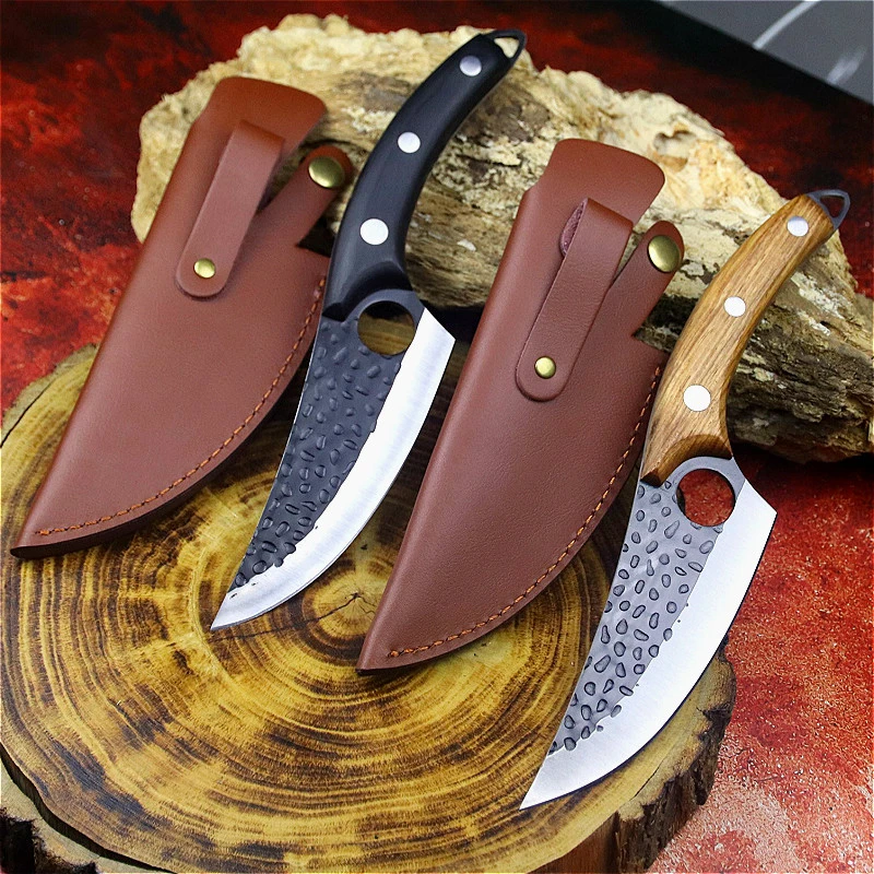 Hand-beat the high-hardness sharp boning knife, imported from Japan 5 Cr3WOv steel Xanadu wooden handle slicer butcher knife