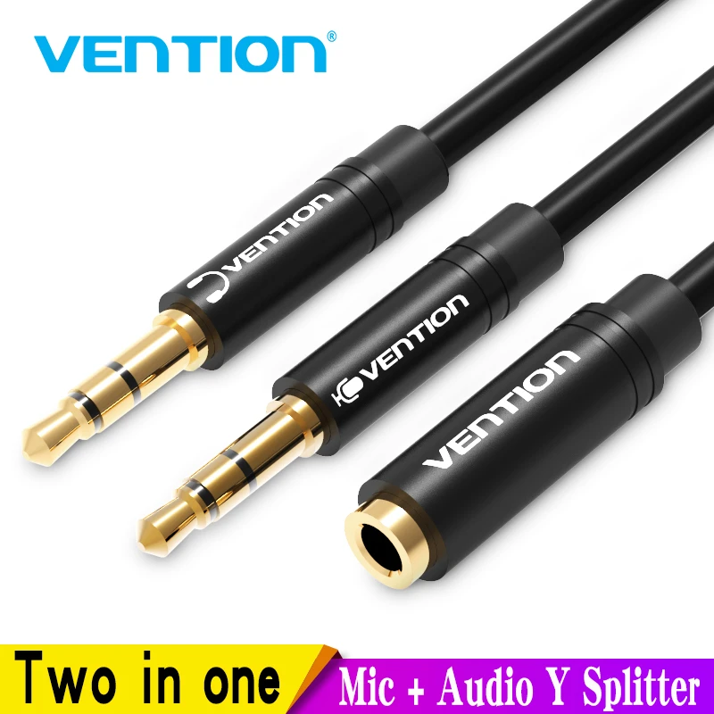 Vention Splitter Headphone for Computer 3.5mm Female to 2 Male 3.5mm Mic Audio Y Splitter Cable Headset to PC Adapter 3.5mm Aux