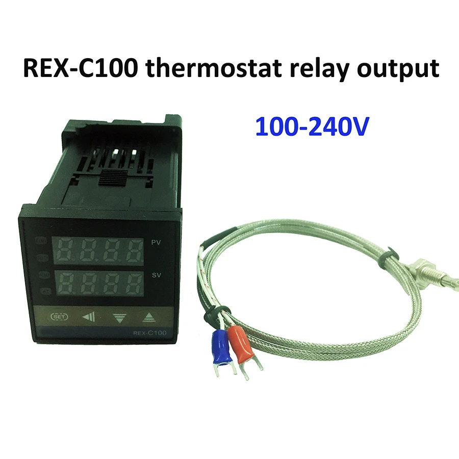 REX-C100 digital temperature controller thermostat  relay output + K type  thermocouple sensor 48 x 48