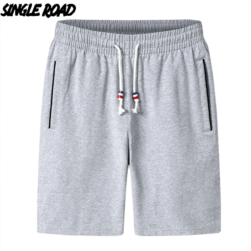 Single Road Men's Casual Shorts Men 2021 Summer Solid Plain Short Pants Male Grey Running Sports Shorts For Men Plus Size 6XL