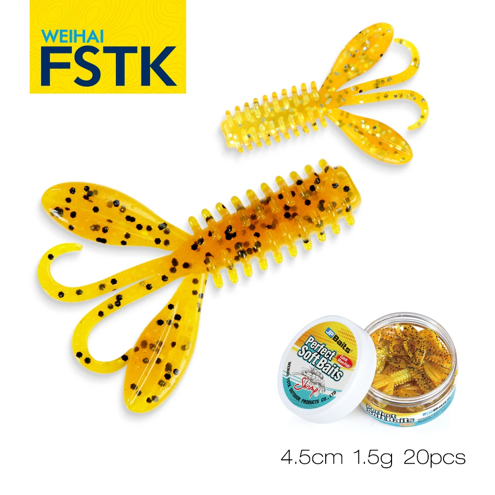 Softbait Wobblers Fishing Worm 4.5cm 1.5g 20pcs/jar Soft Silicon Shrimp Lure Jig Wobbler Bass Bait Fishing Artificial