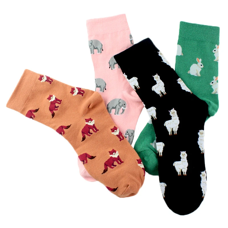 27 Style New Women Socks Funny Winter Autumn Casual Harajuku Kawaii Animal Flower Fruit Cotton Warm Tide Socks With Print