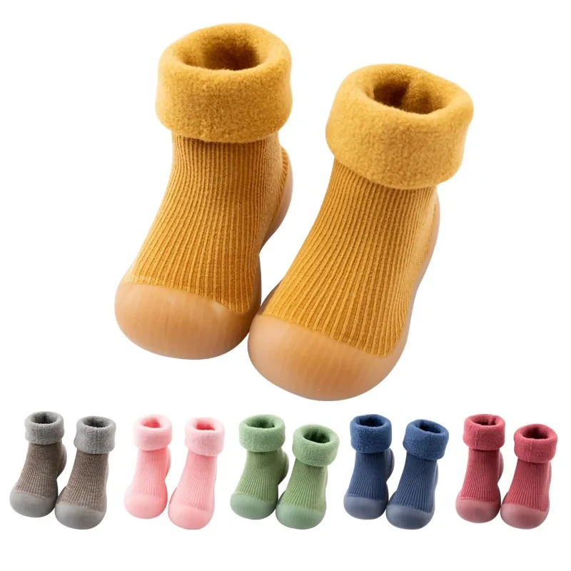 Unisex Toddler Socks Shoes Anti-slip Baby First Walker Shoes Boys Girls Kids Rubber Soft Sole Floor Shoe Knit Booties