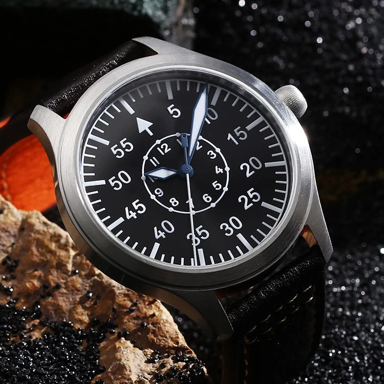 【Escapement Time】Automatic NH38 Movement Pilot Watch with Type-B or Type-A Black Dial and 42mm Case waterproof 300M