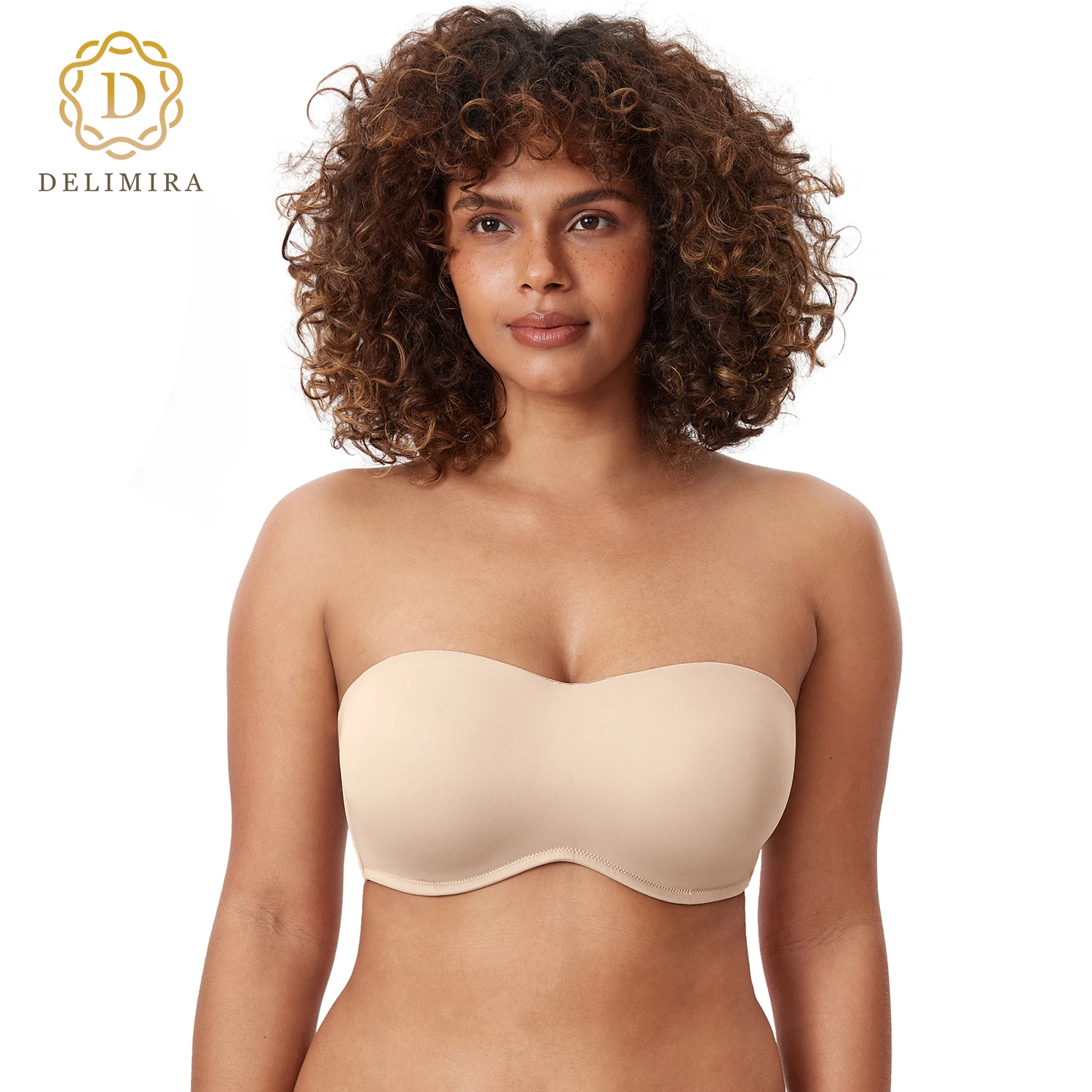 Delimira Women's Full Coverage Smooth Seamless Invisible Underwire Minimizer Strapless Bra Plus Size