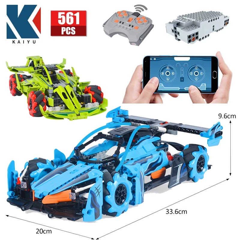 KAIYU 561PCS 4WD City Remote Control Rotating Drift Racing Car Bricks Technical RC Supercar vehicle Building Blocks Toys for boy