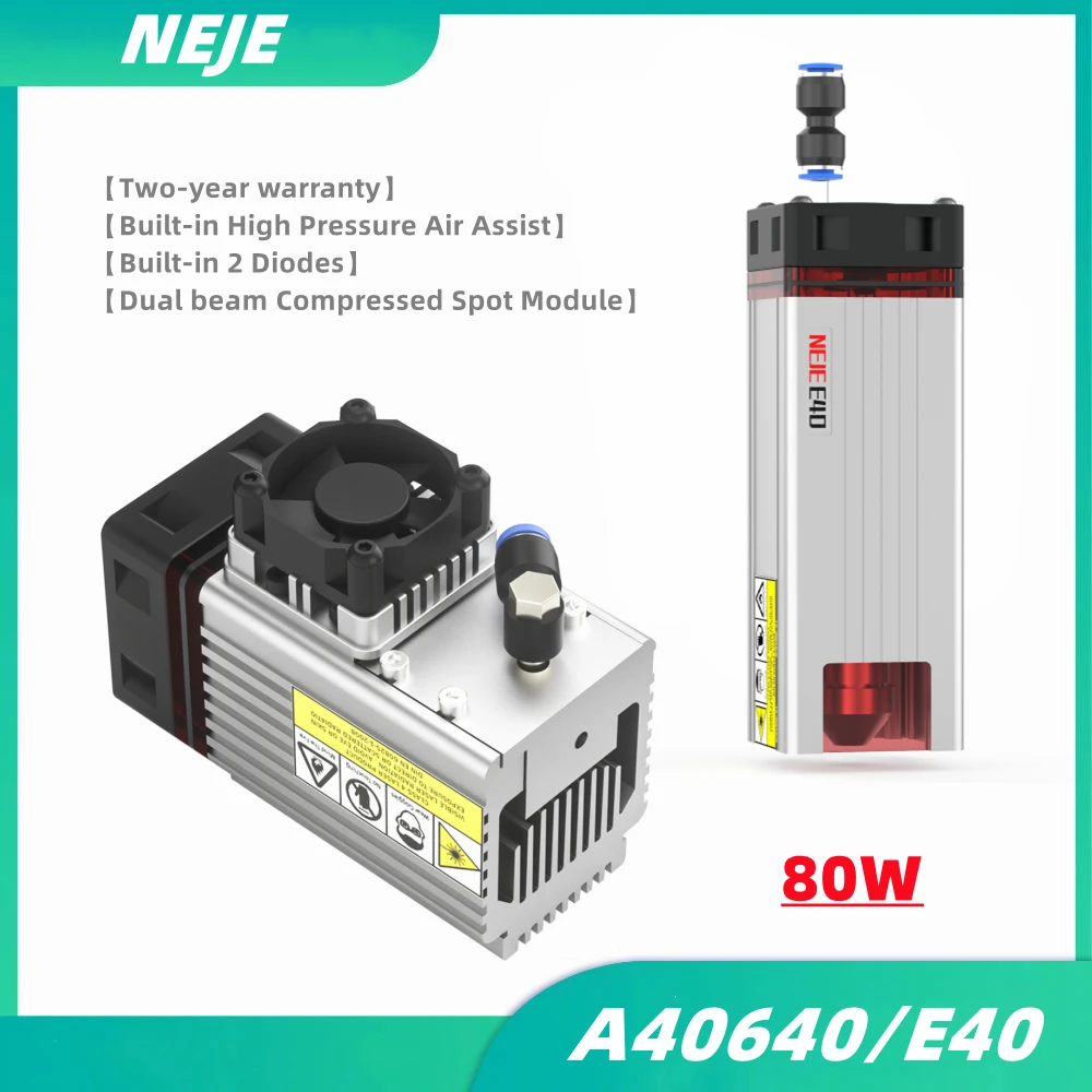 NEJE 80W/50W/30W/20W DIY CNC Laser Module for Laser Engraving Cutting Machine Bluetooth App Control Blue Light Focusing Suitable