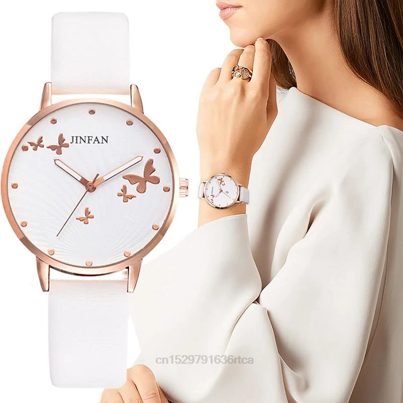 Elegant Simple Butterfly Design Dial Design Ladies Watches Women Fashion Luxury Dress Watch Casual Woman Quartz Leather Clock