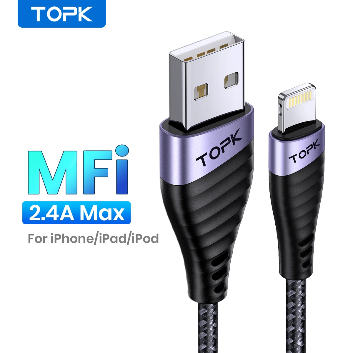 TOPK AN24 Micro USB Cable & Type C Cable 3A Fast Charging for Samsung Mobile Phone Data Cable Type-C for Xiaomi Redmi Note 8
