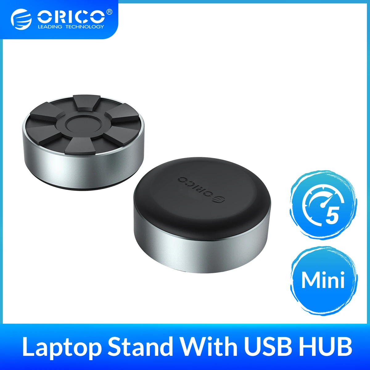 ORICO Aluminum Laptop Stand Portable laptop Cooling Pad Small Invisible Cooler Footpad Notebook Stand with 3 Port USB 3.0 HUB