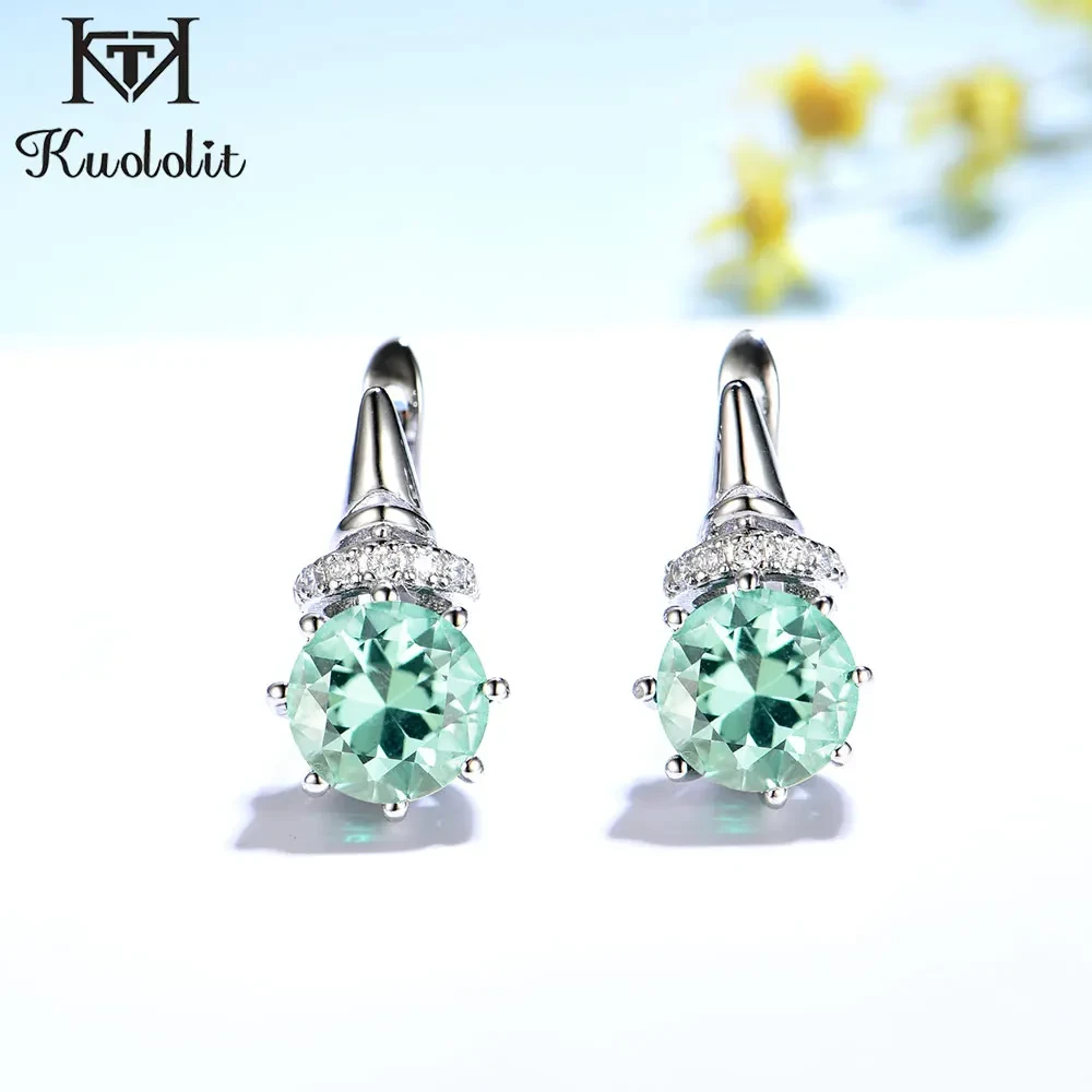 Kuololit Zultanite Gemstone Clip Earrings for Women Solid 925 Sterling Silver Color Change Diaspore Stone Earrings Fine Jewelry