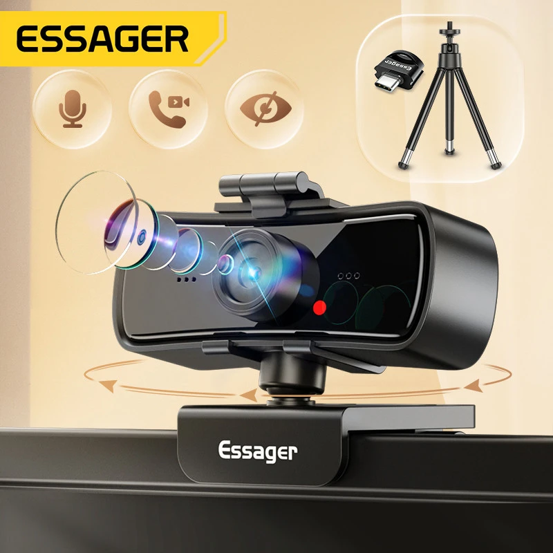 Essager C3 1080P Webcam 2K Full HD Web Camera For PC Computer Laptop USB Web Cam With Microphone Autofocus WebCamera For Youtube