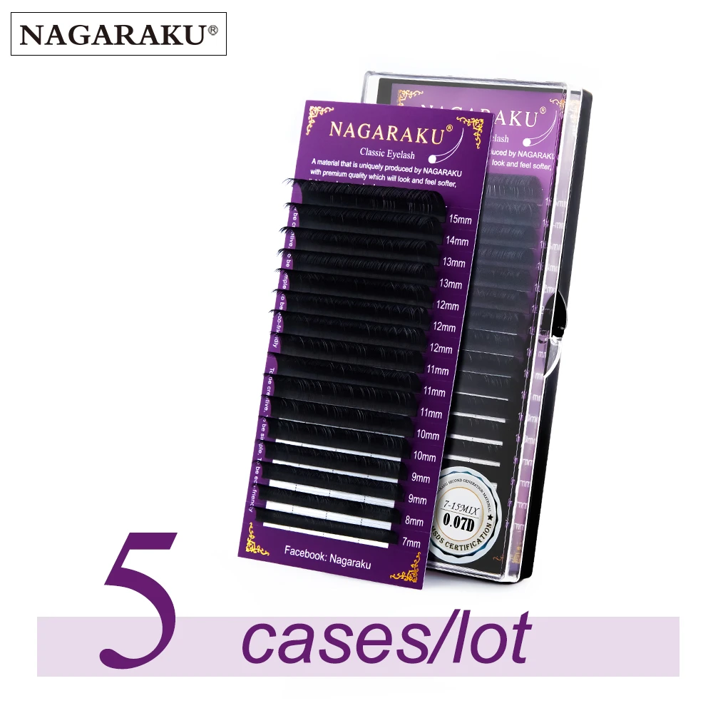 NAGARAKU Eyelash Extension Makeup Maquillaje 5 Cases/lot Individual Eyelash Natural Soft Lashes Maquiagem Cilios Faux Cils