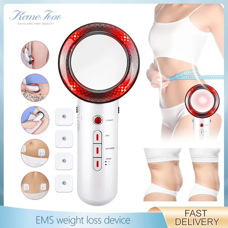 Face Reduction 3 in 1 EMS Infrared Ultrasonic body Massager Anti cellulite Fat Burner Weight Loss Infrared Slimming Machine