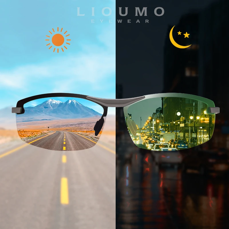 LIOUMO New Design Day&Night Photochromic Polarized Sunglasses Men Driving Glasses Chameleon Eyewear UV400 gafas de sol hombre