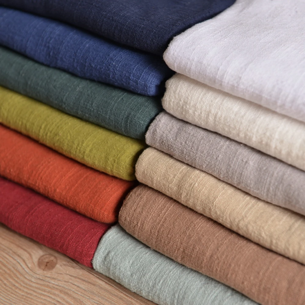 130x50cm thin solid color Sand washing treatment cotton linen cloth slub soft fabric diy dress robes clothing handmade