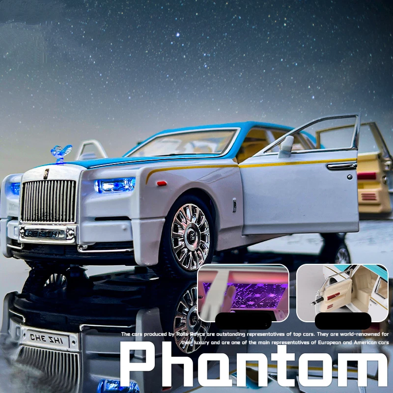 1:24 Rolls Royce Phantom Alloy Car Model Diecasts & Toy Vehicles Metal Car Model Collection Simulation Sound Light Kids Toy Gift