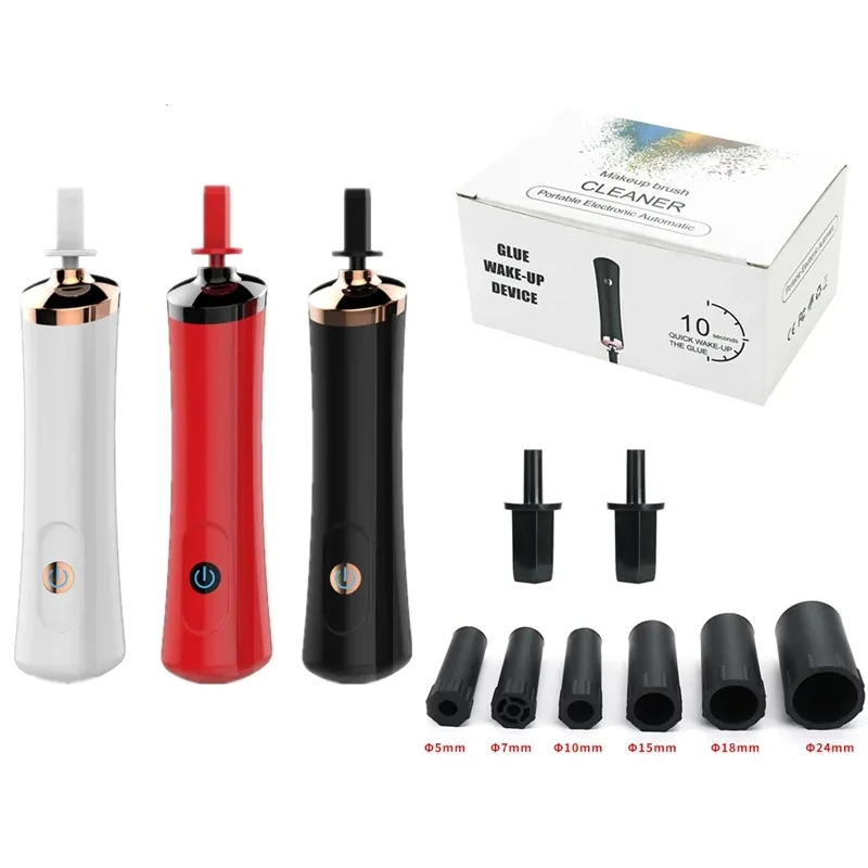 Electric Eyelash Glue Shaker for Nail Polish Tattoo Ink Pigment Liquid Shaking Machine with 2pcs Connector 6pcs Glue Cover Die