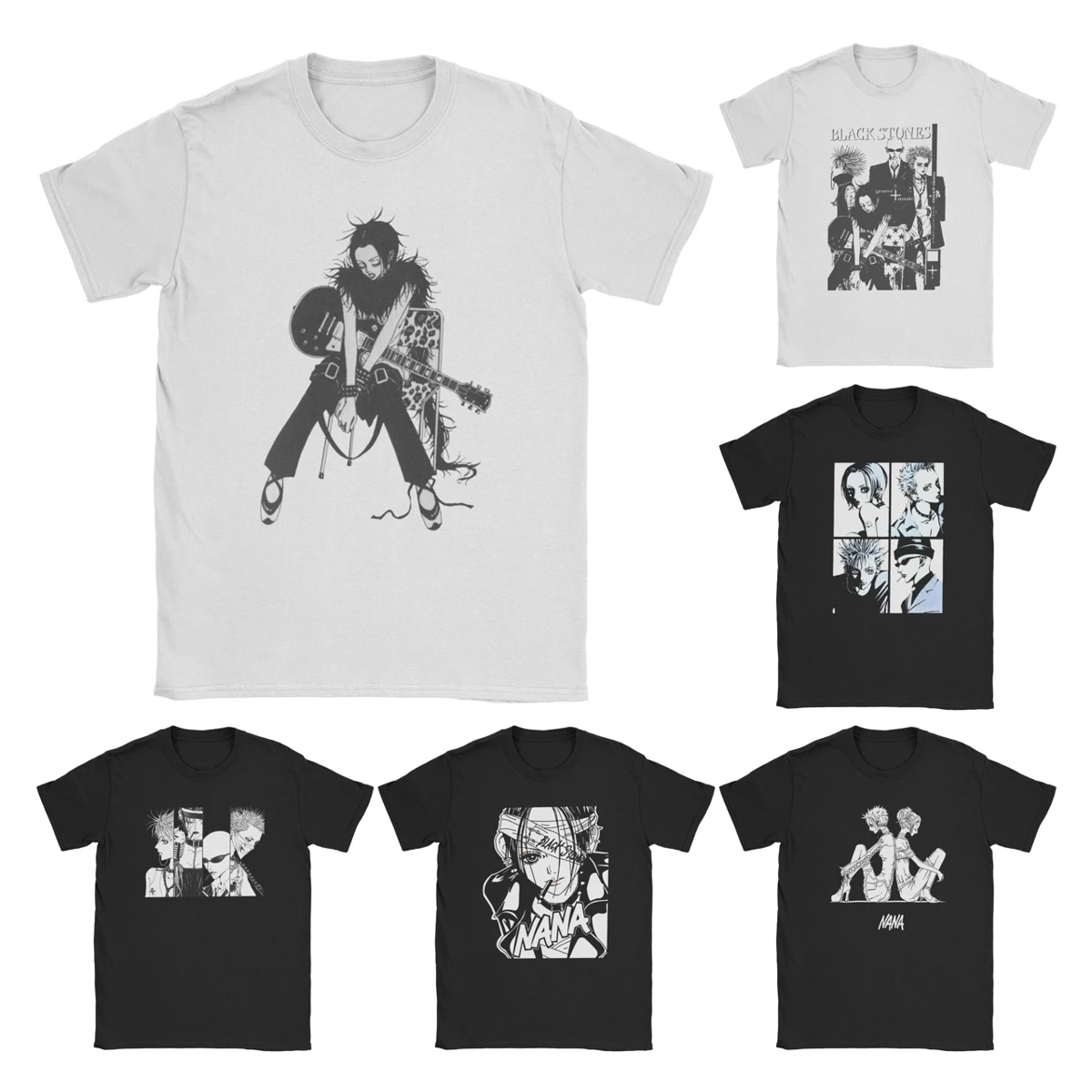 NANA Osaki Manga T Shirt Men 100% Cotton Casual T-Shirts Round Neck Anime Tee Shirt Short Sleeve Tops Plus Size