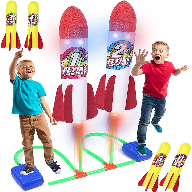 Kids Air Pressed Stomp Rocket Pedal Games Outdoor Sports Kids League Launchers Step Pump Skittles Children Foot Family Game Toy