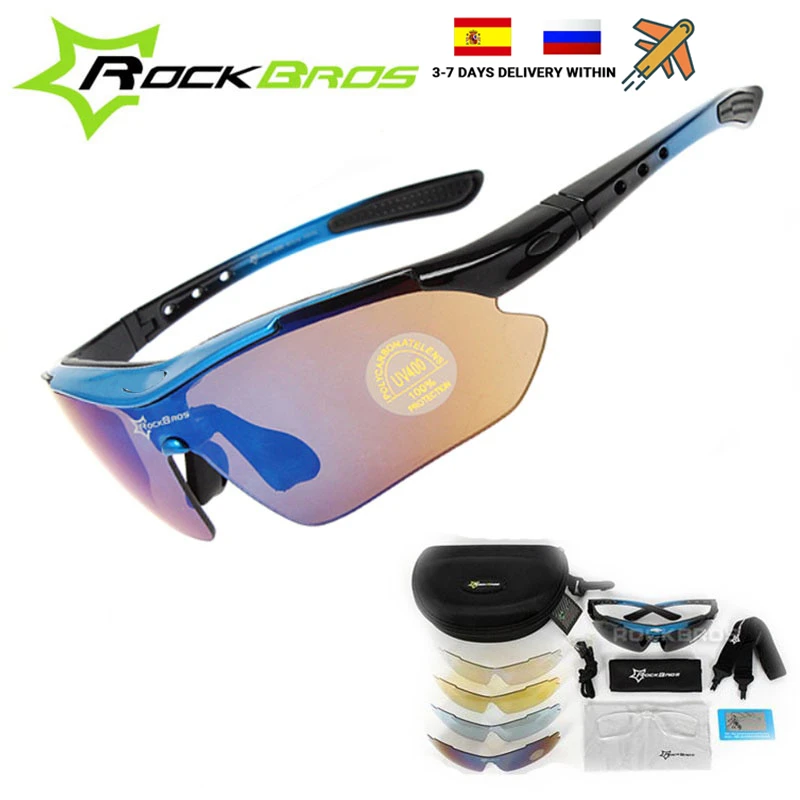 RockBros Polarized 5 Lens Outdoor Sports Hiking Climb Bicycle Cycling Sun Glasses Bike Sunglasses TR90 Eyewear Goggles