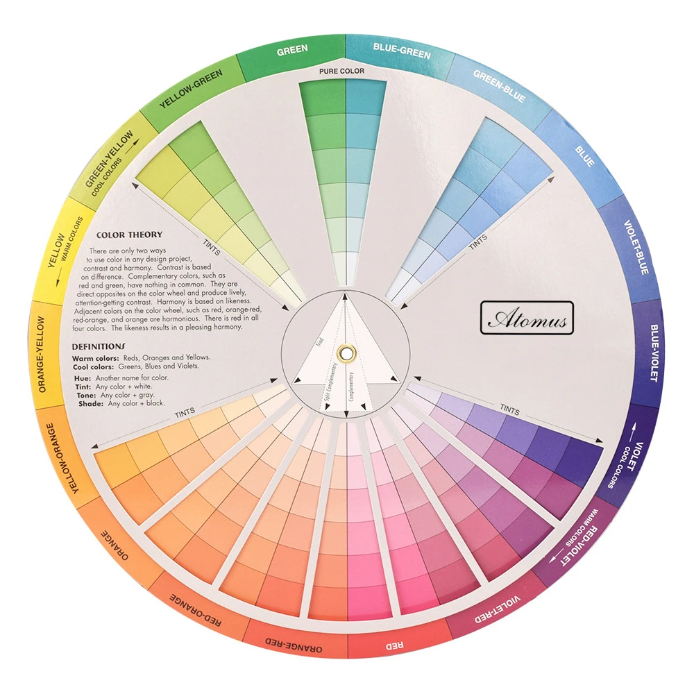 New Professional Paper Card Design Color Mixing Wheel Ink Chart Guidance Round Central Circle Rotates Tattoo Nail Pigment