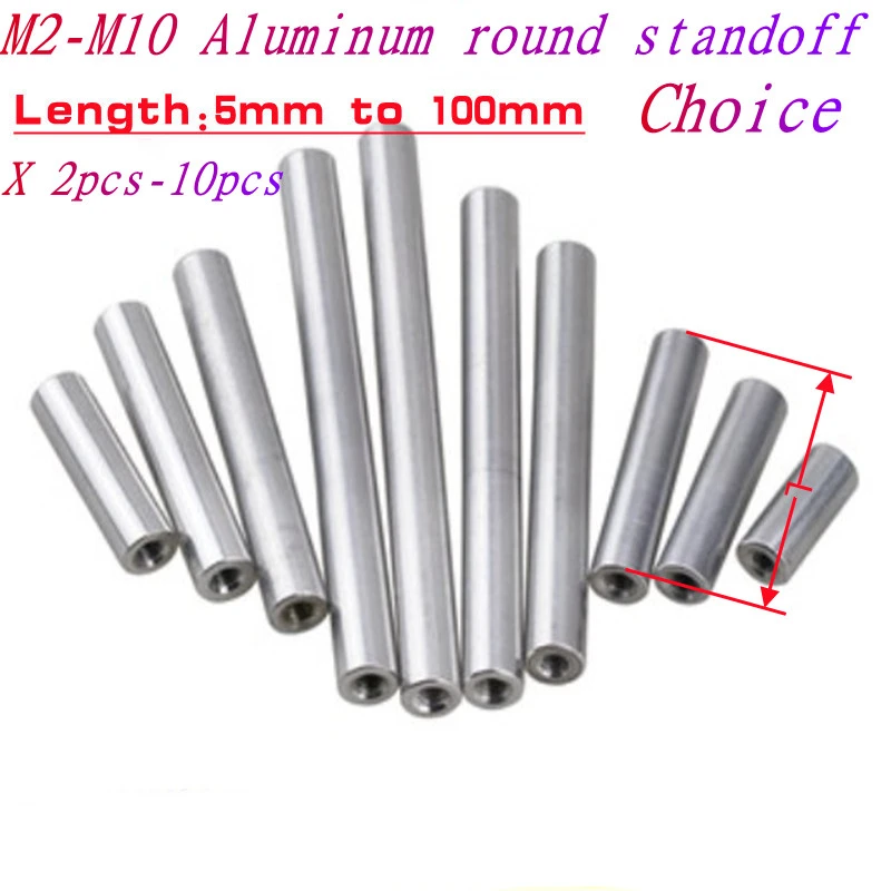 5-10pcs aluminum spacer m2 m2.5 m3 M4 M5 m6 round Aluminum Standoff rods For RC Multirotors